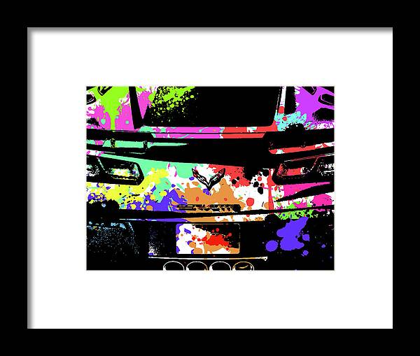 Chevy Framed Print featuring the digital art Corvette Pop Art 2 by Ricky Barnard