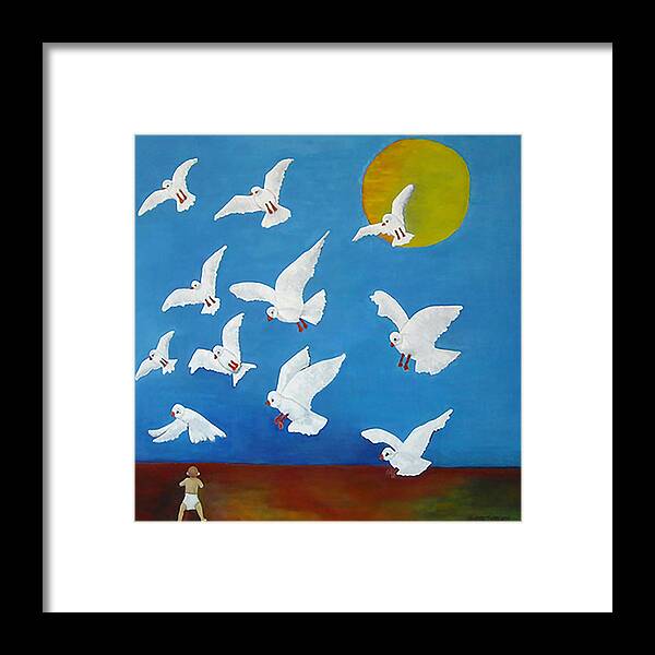 Birds Framed Print featuring the painting Cory by Gabby Tary