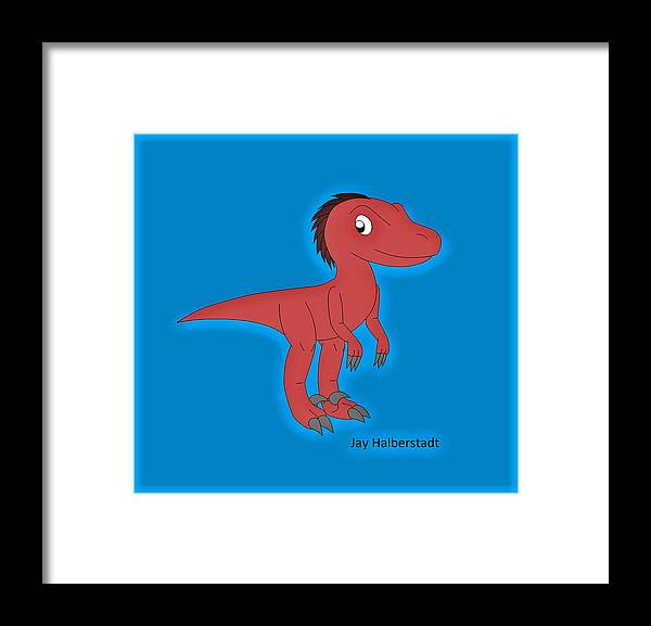 Dinosaur Framed Print featuring the digital art Cory Raptor by Jayson Halberstadt