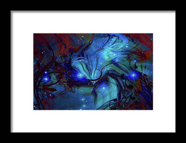 Cosmic Blue Framed Print featuring the digital art Cosmic Blue by Linda Sannuti