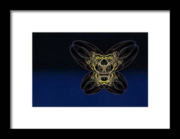 Glow Framed Print featuring the digital art Cosmic Butterfly in Space Zoom by Pelo Blanco Photo