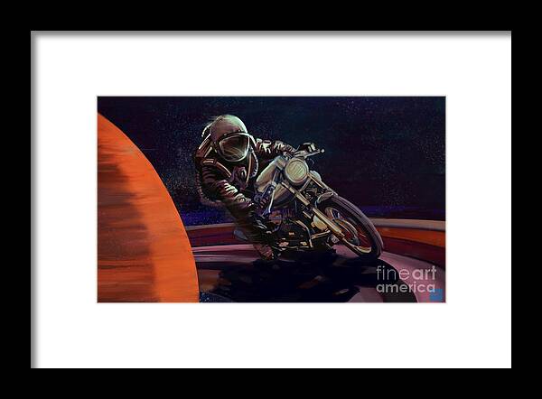 Cafe Racer Framed Print featuring the painting Cosmic cafe racer by Sassan Filsoof