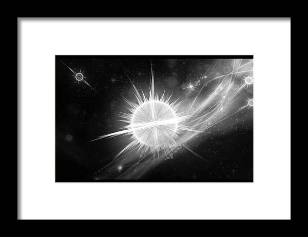 Corporate Framed Print featuring the digital art Cosmic Icestream BW by Shawn Dall