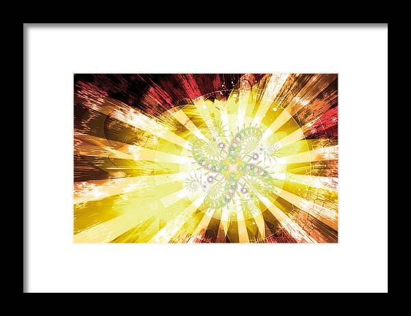 Corporate Framed Print featuring the digital art Cosmic Solar Flower Fern Flare 2 by Shawn Dall