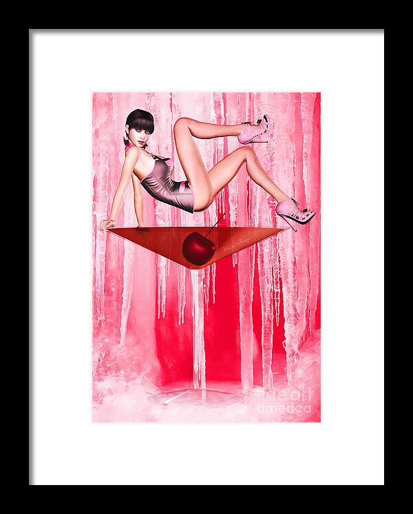 Pin-up Framed Print featuring the digital art Cosmo Girl by Alicia Hollinger
