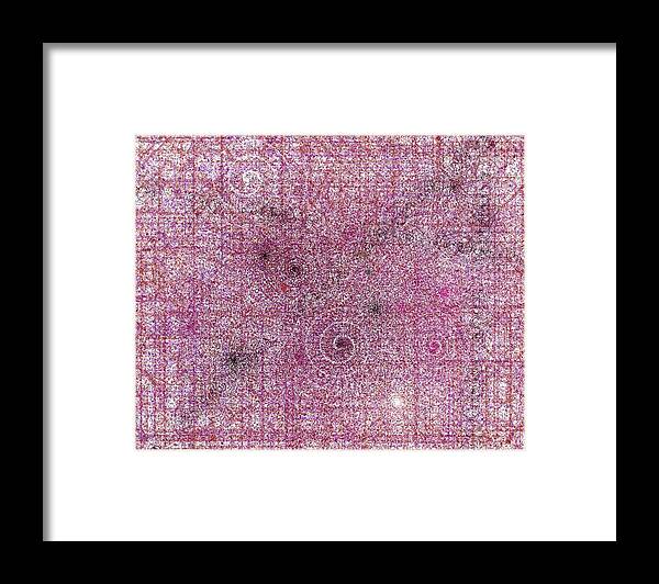 Cg Framed Print featuring the digital art Cosmos Against Pink Mottled Glass 7-22-2015 #1 by Steven Harry Markowitz