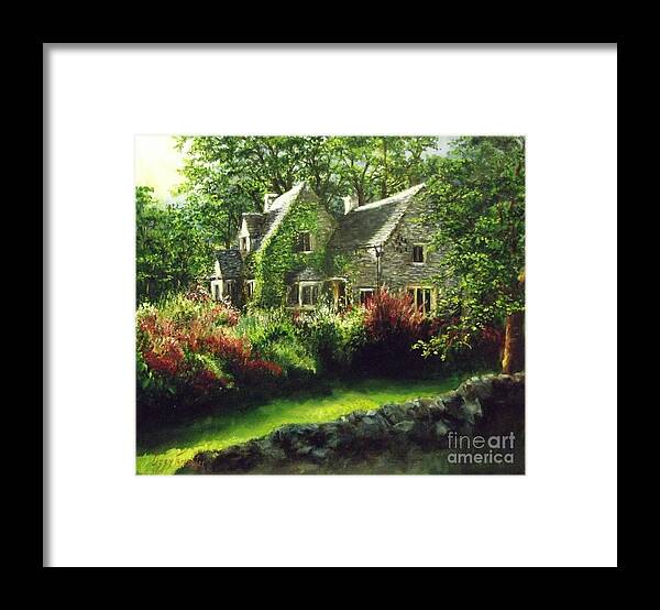 Cotswolds Framed Print featuring the painting Cotswolds Scene III by Lizzy Forrester