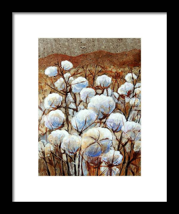 Landscape Framed Print featuring the painting Cotton Fields by Candy Mayer