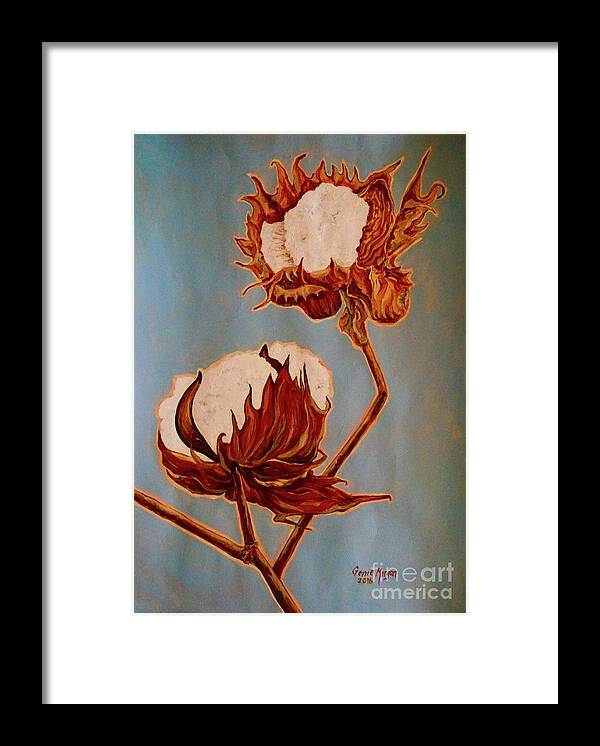Cotton Plant Framed Print featuring the painting Cotton from the South by Genie Morgan