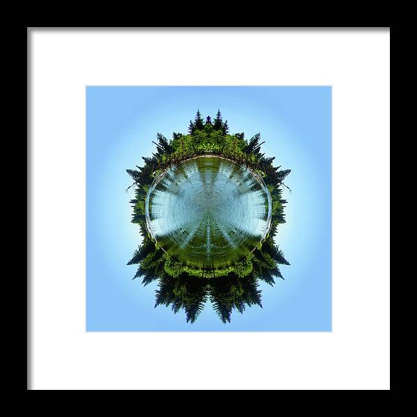 Blue Framed Print featuring the photograph Cottonwood Creek Mirrored Stereographic Projection by K Bradley Washburn