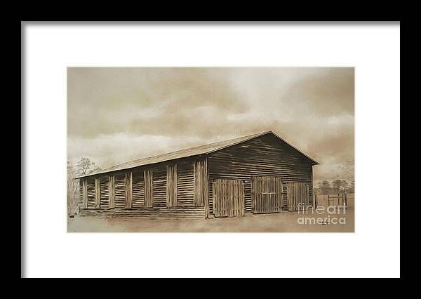 Barns Framed Print featuring the digital art Country Barn by DB Hayes