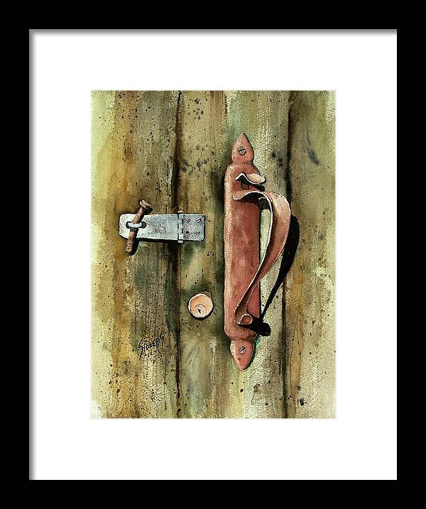 Rust Framed Print featuring the painting Country Door Lock by Sam Sidders