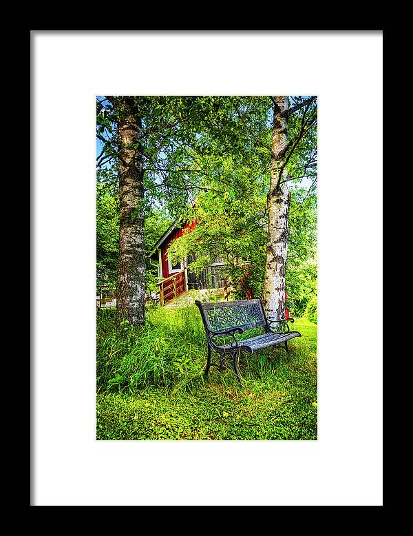 Appalachia Framed Print featuring the photograph Country Farm Bench by Debra and Dave Vanderlaan
