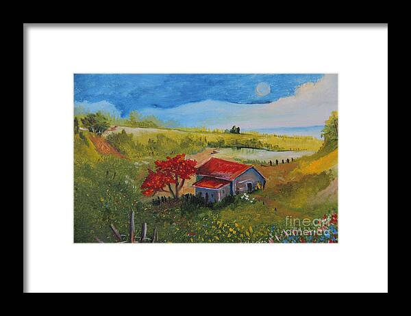 Alicia Maury Prints Framed Print featuring the painting Country House Near the River by Alicia Maury