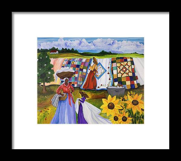 Gullah Framed Print featuring the painting Country Quilts by Diane Britton Dunham
