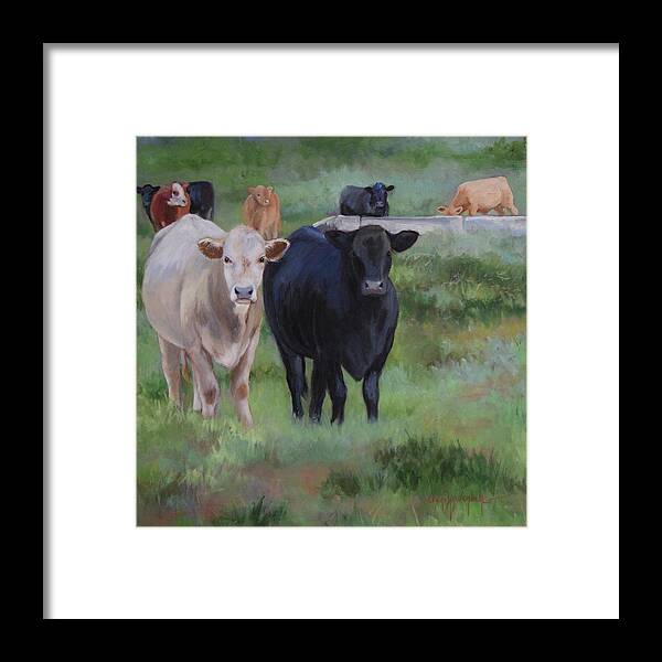 Cows Framed Print featuring the painting Country Tapestry by Cheri Wollenberg
