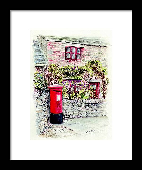 Country Framed Print featuring the painting Country Village Post Box by Morgan Fitzsimons