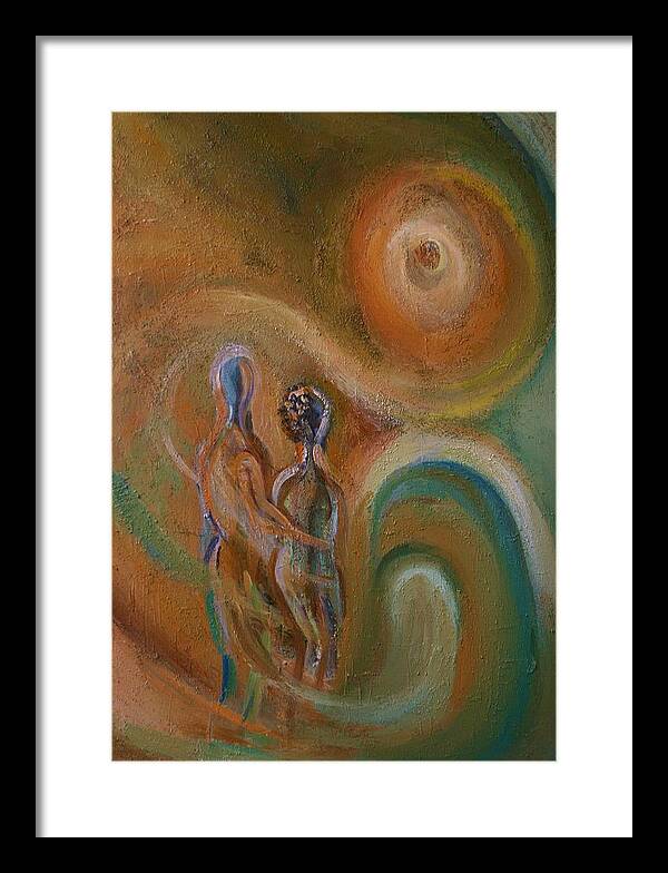 Abstract Framed Print featuring the painting Couple in Whirlwind by Ida Mitchell