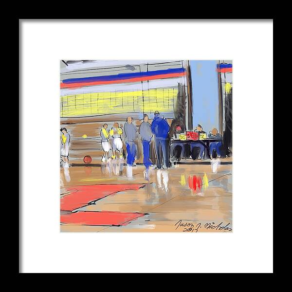 Basketball Framed Print featuring the digital art Court Side Conference by Jason Nicholas