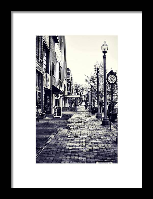 Court Street Framed Print featuring the mixed media Court Street Clock Florence Alabama by Lesa Fine