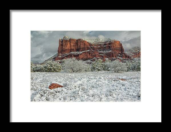 Courthouse Rock Framed Print featuring the photograph Courthouse in Winter by Tom Kelly