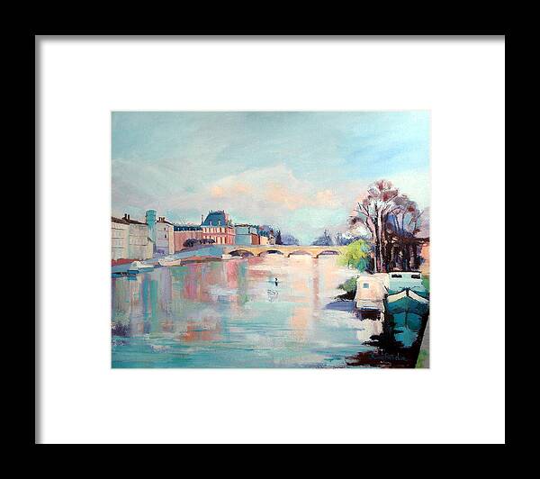 Landscape Framed Print featuring the painting Sky And Water by Kim PARDON