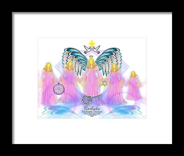 Angels Framed Print featuring the digital art Cousins by Barbara Tristan