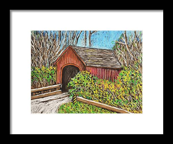 Covered Bridges Framed Print featuring the painting Covered Bridge by Reb Frost