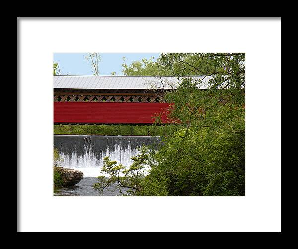 Bridges Framed Print featuring the photograph Covered Bridge over the Waterfall by Rosalie Scanlon