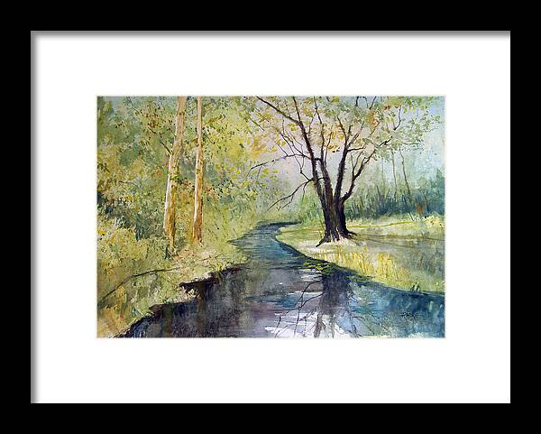 Watercolor Framed Print featuring the painting Covered Bridge Park by Ryan Radke