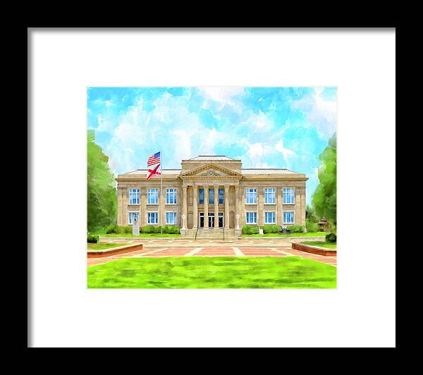 Andalusia Framed Print featuring the mixed media Covington County Courthouse - Andalusia Alabama by Mark Tisdale