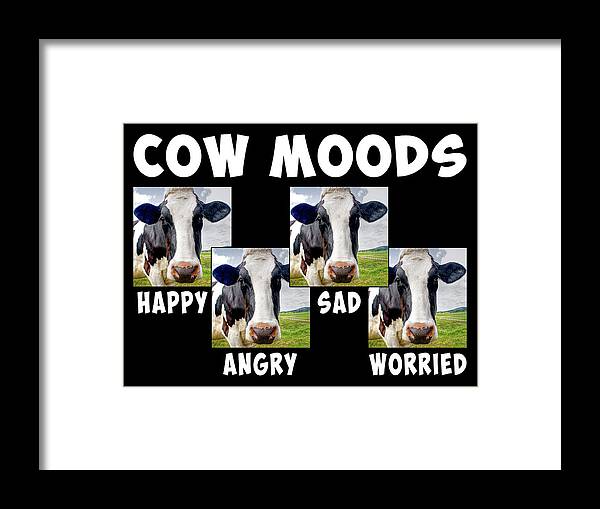 Cow Framed Print featuring the mixed media Cow Moods by Dave Lee