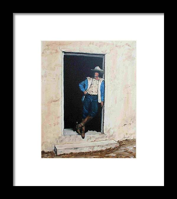 Cowboy Framed Print featuring the painting Cowboy Cade by Mike Ivey