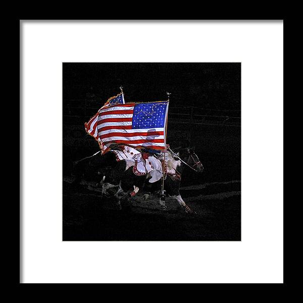 U.s. Flag Framed Print featuring the photograph Cowboy Patriots by Ron White