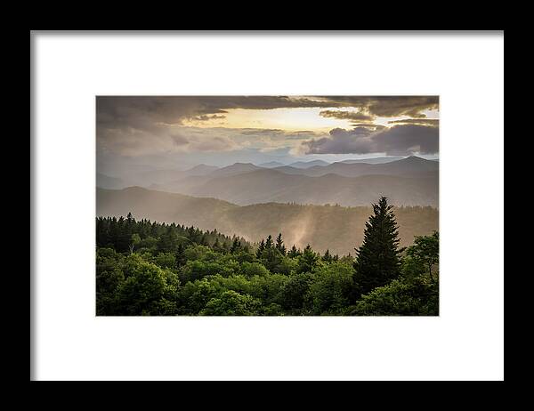 America Framed Print featuring the photograph Cowee Mountains Sunset 2 by Serge Skiba