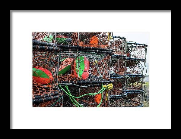 Crab Pots Framed Print featuring the photograph Crab Pots by Tom Cochran