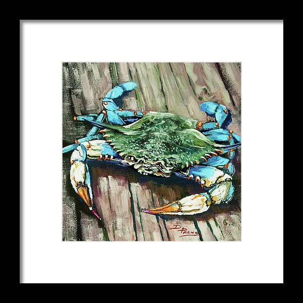 Crab Framed Print featuring the painting Crabby Blue by Dianne Parks