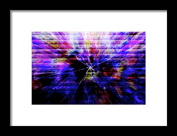 Abstract Framed Print featuring the digital art Cracked Abstract Blue by Carol Crisafi