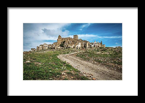 Beautiful Framed Print featuring the photograph Craco, the ghost town - Matera, Italy - Travel photography by Giuseppe Milo