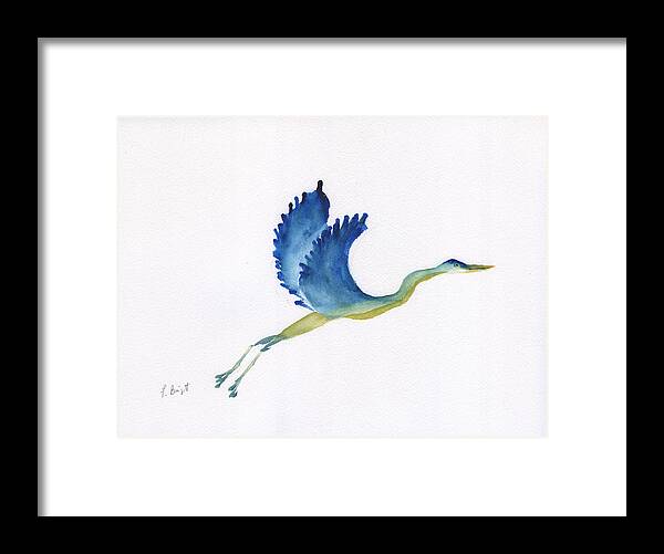 Crane In Flight Framed Print featuring the painting Crane In Flight by Frank Bright