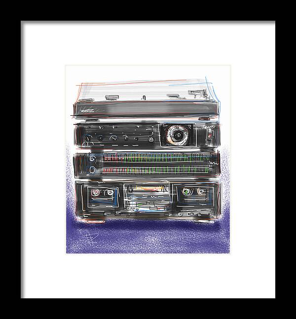 Stereo Framed Print featuring the mixed media Crank it up by Russell Pierce