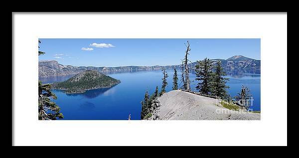 Wizard Island Framed Print featuring the photograph Crater Lake Scenic Panorama by John Kelly