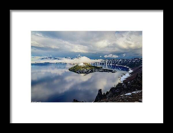 Crater Lake. National Park Framed Print featuring the photograph Crater Lake Storm by Mike Ronnebeck