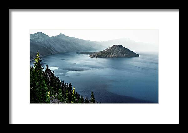 America Framed Print featuring the photograph Crater Lake under a siege by Eduard Moldoveanu