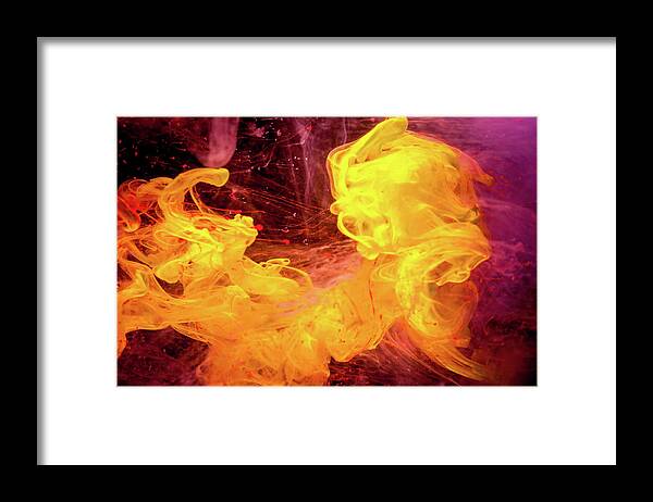 Abstract Framed Print featuring the photograph Crazy Chase - Purple And Yellow Abstract Photography by Modern Abstract