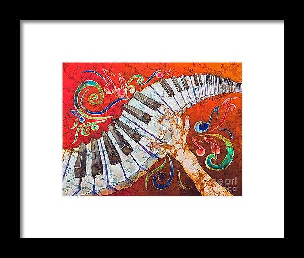 Piano Framed Print featuring the tapestry - textile Crazy Fingers - Piano Keyboard by Sue Duda
