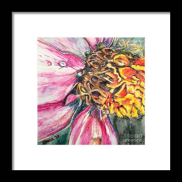Macro Framed Print featuring the drawing Crazy Top by Vonda Lawson-Rosa