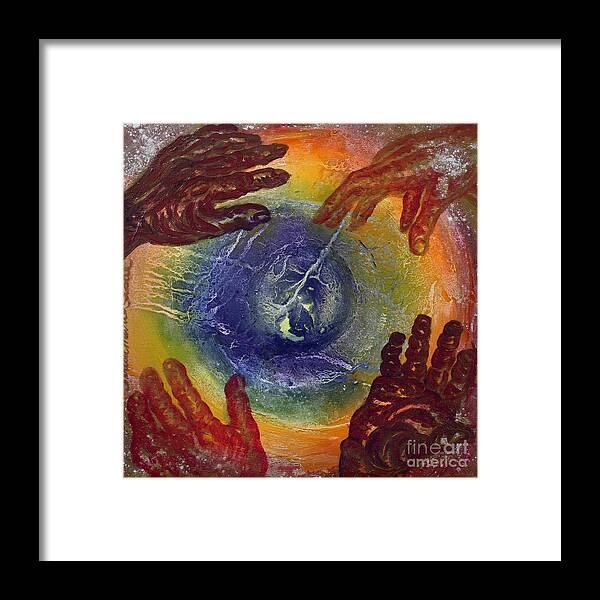 Abstract Oil Framed Print featuring the painting Create by Teresa Marie Staal-Cowley
