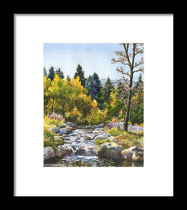 Fall Trees Painting Framed Print featuring the painting Creek at Caribou Ranch by Anne Gifford