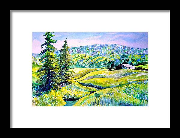 Arkansas Creek And Cottage Framed Print featuring the painting Creek to the Cabin by Jo Smoley